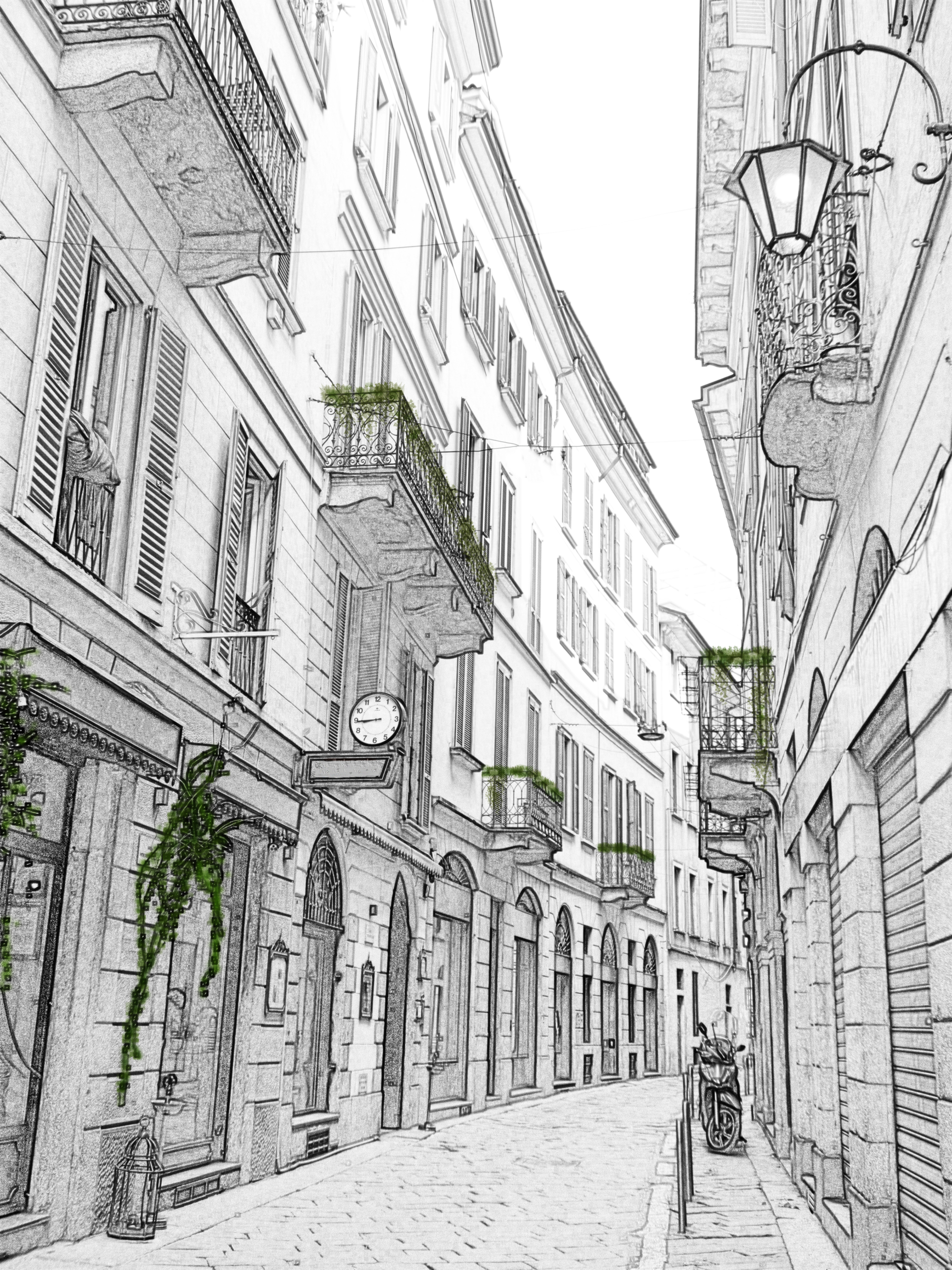 Santa Marta palazzi di fronte matita e colore Santa Marta